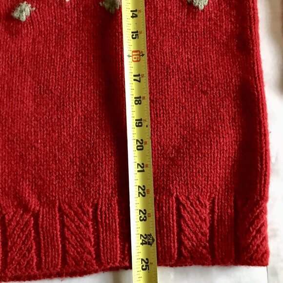 Willie Collection Cowichan Wool Sweater Red,‎ Green Size Small - Picture 7 of 7